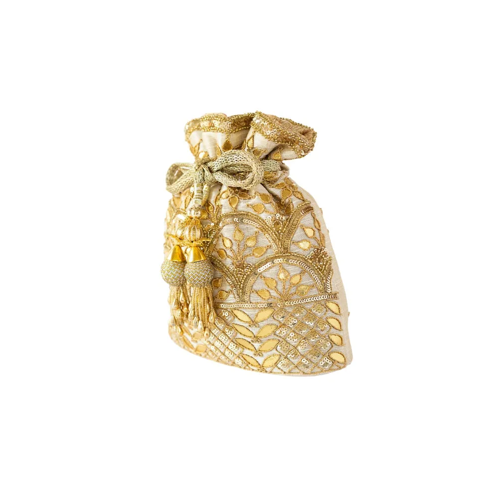 Adora By Ankita Gold Gota Patti Jaali Bag