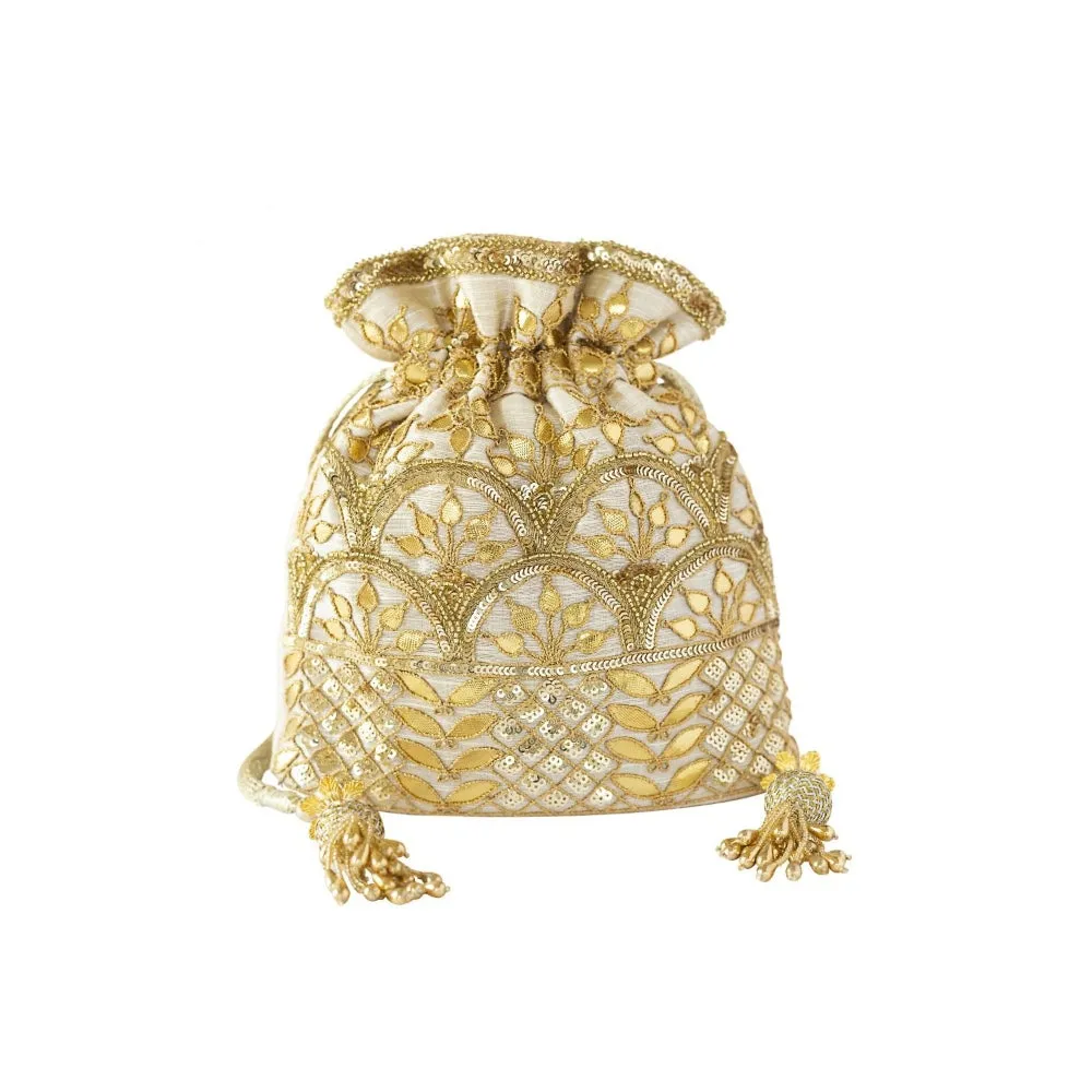 Adora By Ankita Gold Gota Patti Jaali Bag