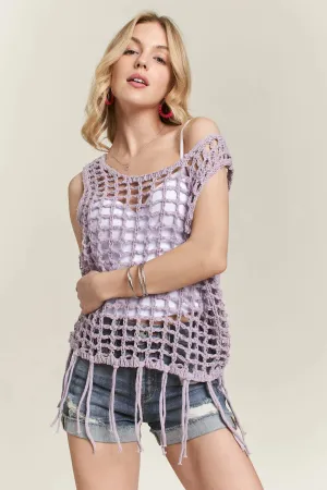 ADORA Fringe Hem Crochet Top