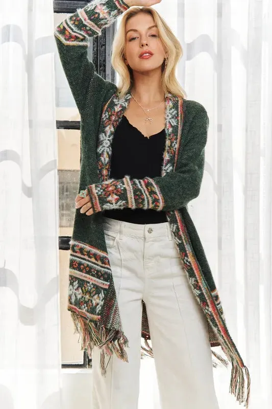 ADORA Fringe Hem Tribal Cardigan