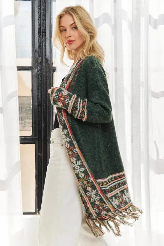 ADORA Fringe Hem Tribal Cardigan