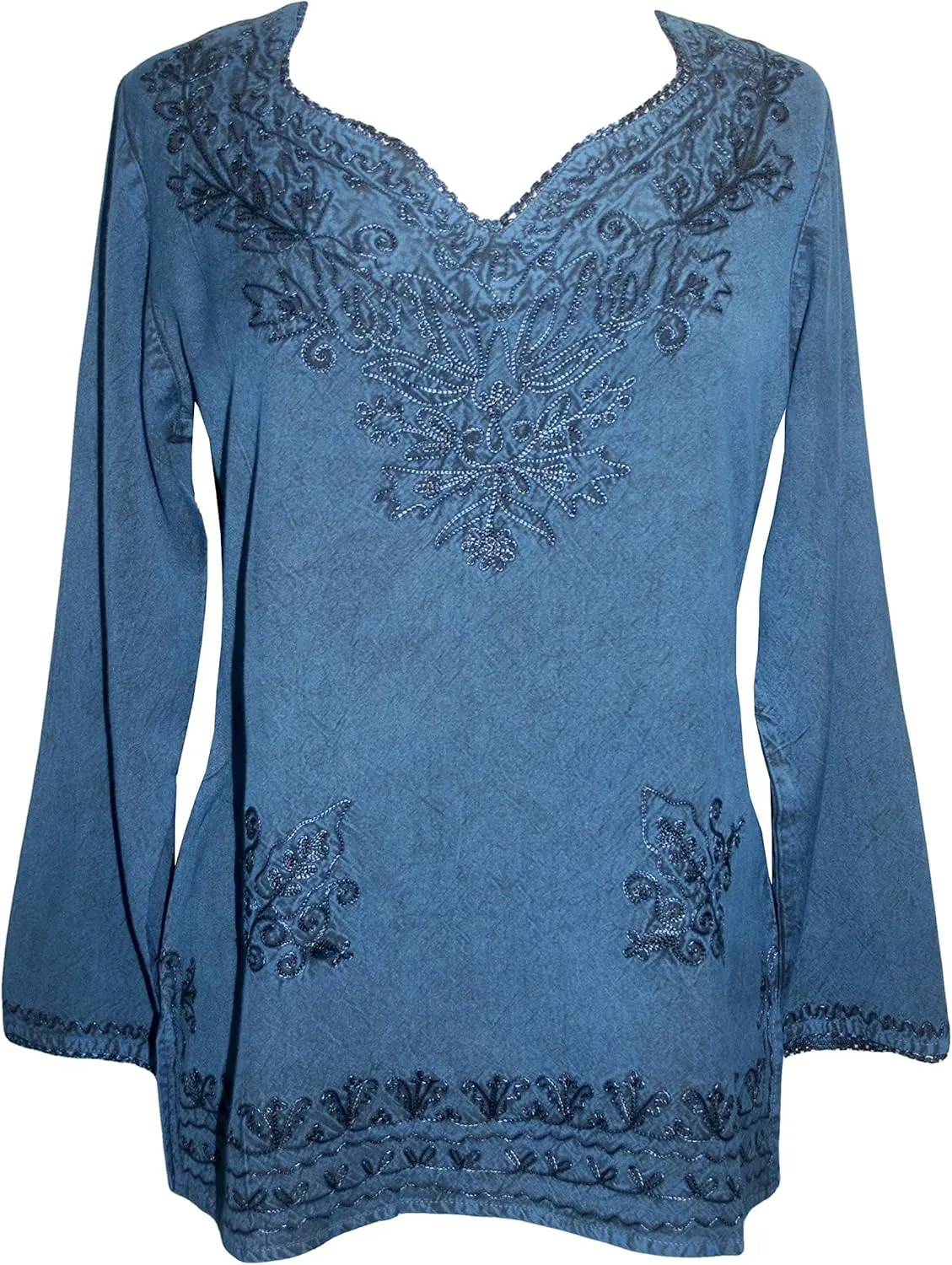 Agan Traders 2025 Summer Long Sleeve Embroidered Blouses - Medieval Bohemian Fall Tops - Vintage Tunic Women's Blouses Kurta