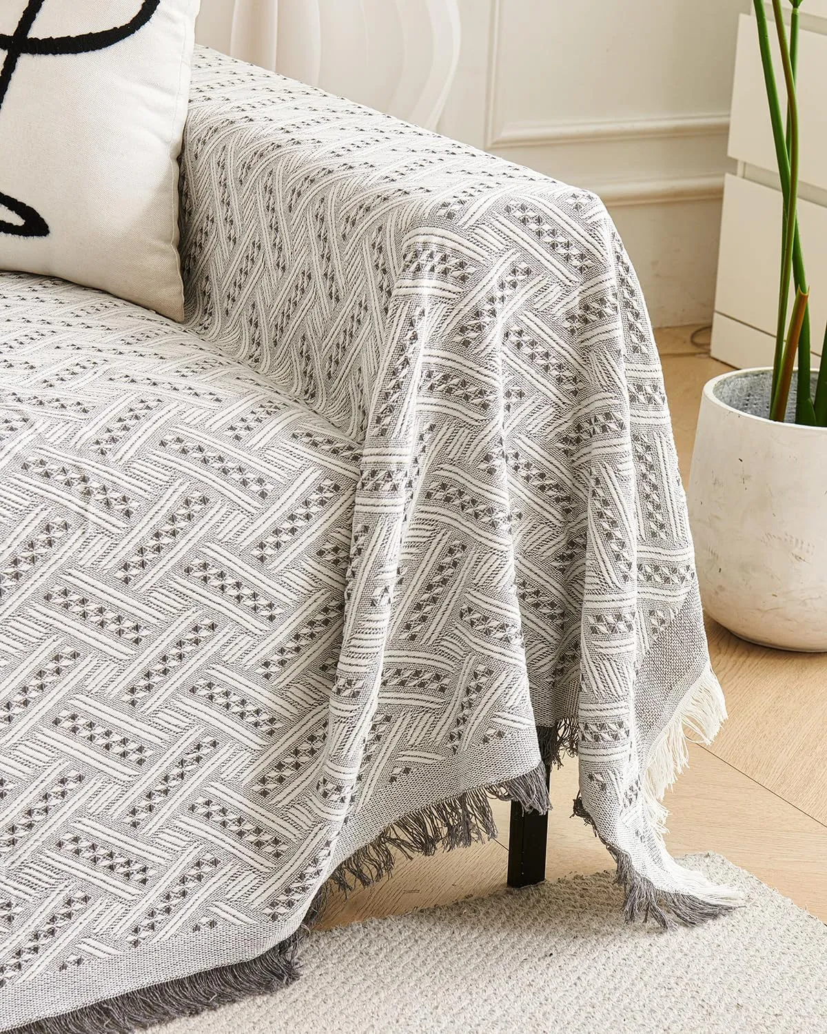 AIVIA Loveseat Cover Sheet Blanket, Reversible Anti Slip Cushion Covers for 2 Seater Couches with Armrest, Love-Seat Furniture Decor Slipcovers Protector for Dogs Cats Pets (Gray White 71"x102")