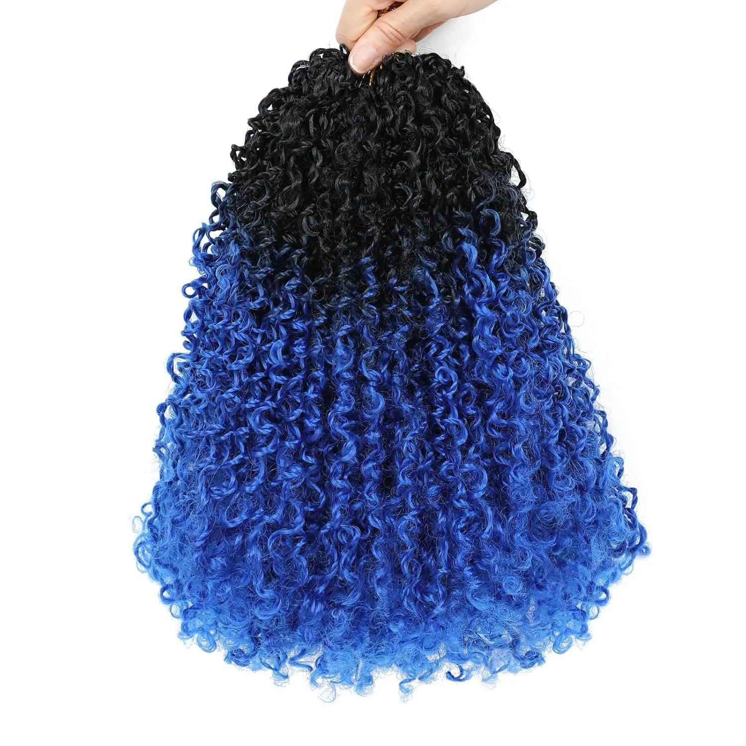 Aksice 10 Inch 8 Packs Yanky Twist Crochet Hair for Women Pre-looped Mini Twist Hair Bohemian Passion Twist Crochet Hair Boho Crochet Braids Synthetic (1B/blue)