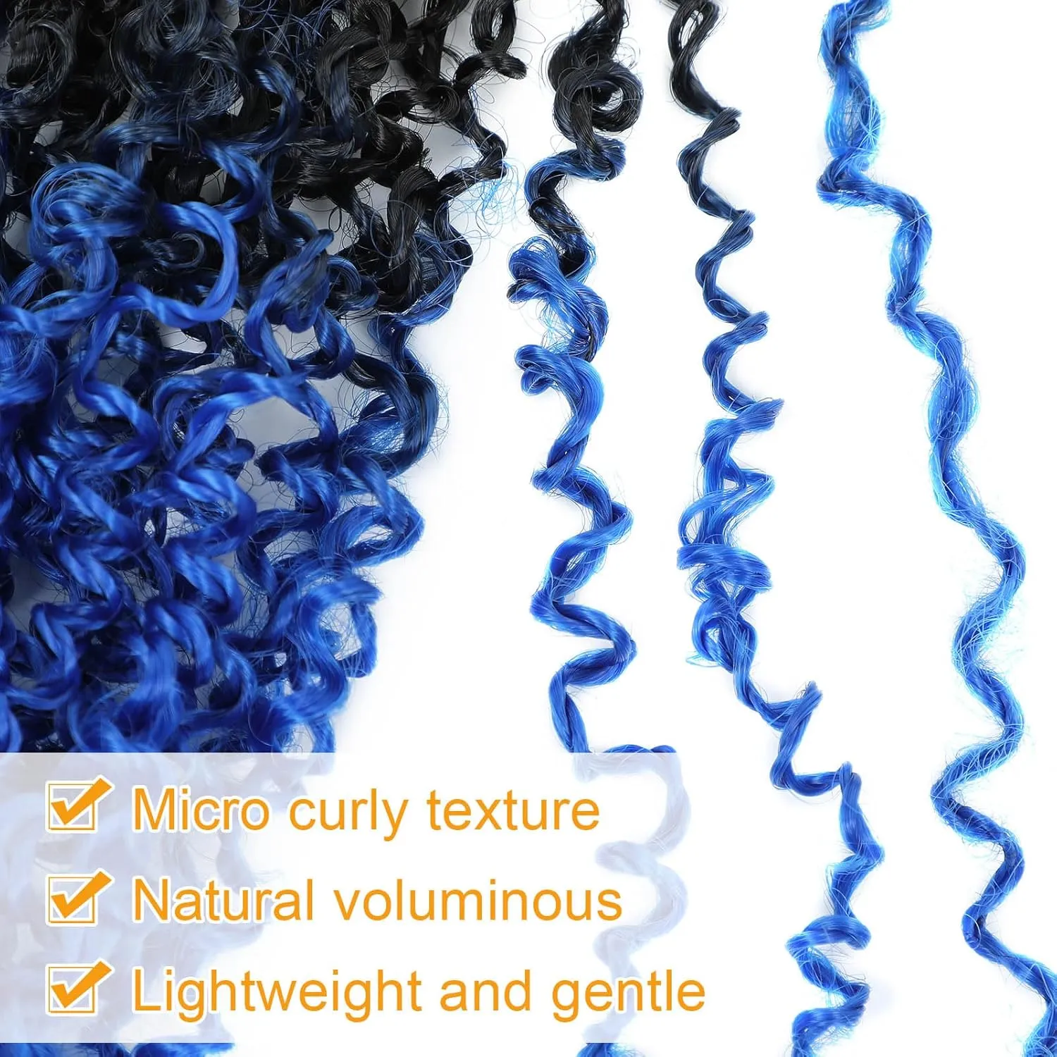Aksice 10 Inch 8 Packs Yanky Twist Crochet Hair for Women Pre-looped Mini Twist Hair Bohemian Passion Twist Crochet Hair Boho Crochet Braids Synthetic (1B/blue)