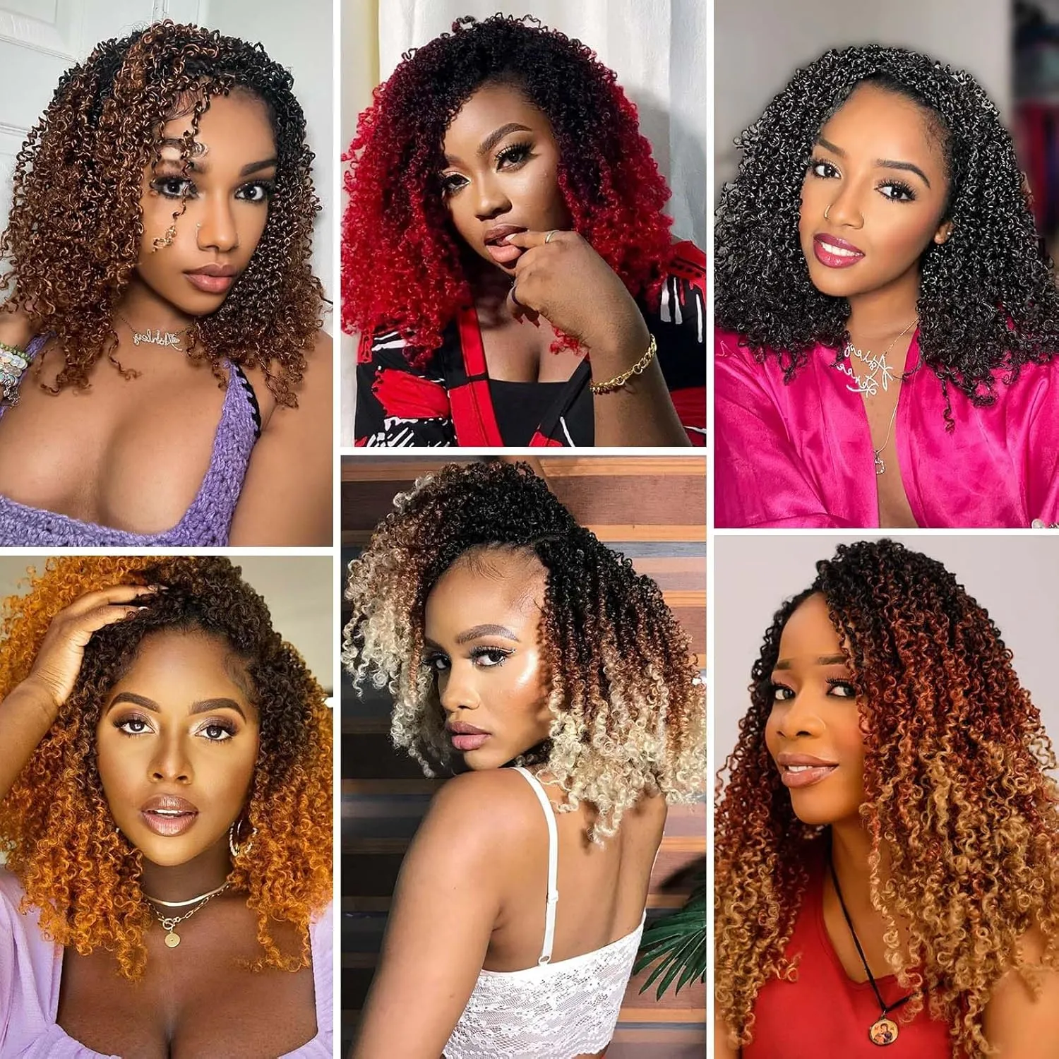 Aksice 10 Inch 8 Packs Yanky Twist Crochet Hair for Women Pre-looped Mini Twist Hair Bohemian Passion Twist Crochet Hair Boho Crochet Braids Synthetic (1B/blue)