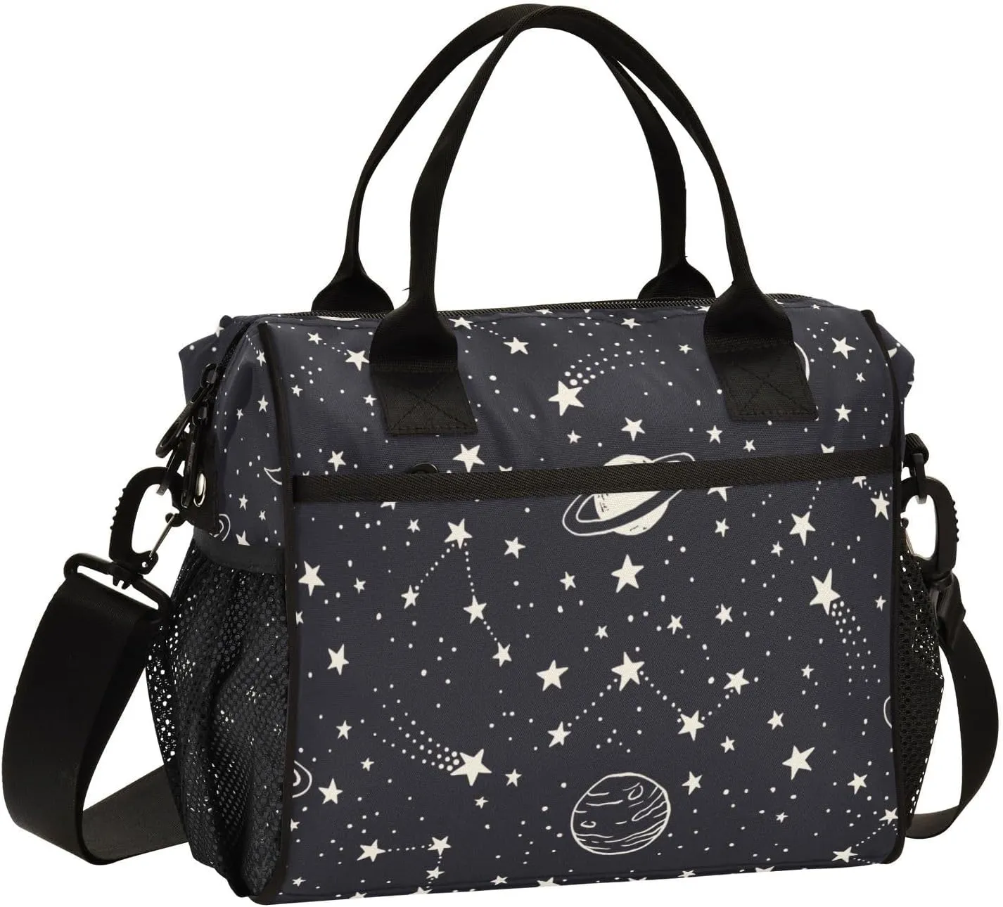 ALAZA Galaxy Planets Comets Constellations Stars Lunch Bags for Women Men, Reusable Insulated Lunch Box for Work Picnic, RT0R9195