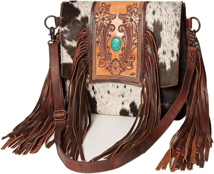 American Darling Cross Body Hand Tooled Hair on-Genuine Leather Western Women Bag Handbag Purse | Crossbody Bag for Women | Cute Crossbody Bag | Crossbody Purse