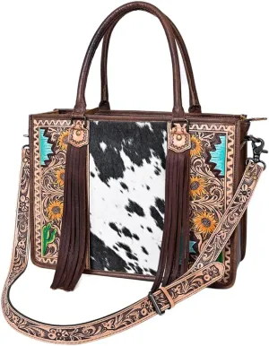American Darling Genuine Leather Western Women's Handbag | Hand Tooled Briefcase | Laptop Bag