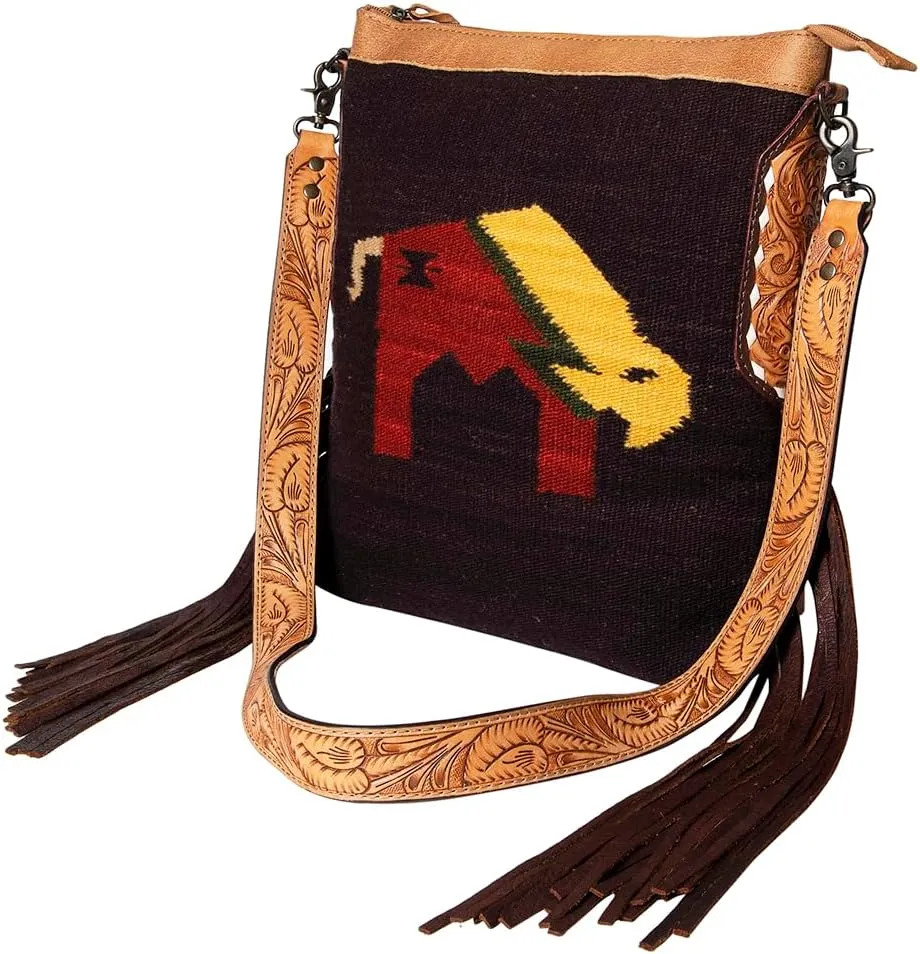 American Darling Saddle Blanket Genuine Leather Women Bag Western Handbag Purse