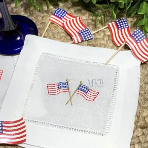 American Flags Crossed Mini Bean Stitch Embroidery Design