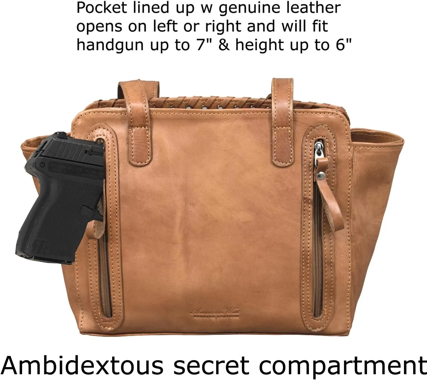 American West Annie's Secret Zip-Top Tote | Ambidextrous Conceal Carry Pocket for Women