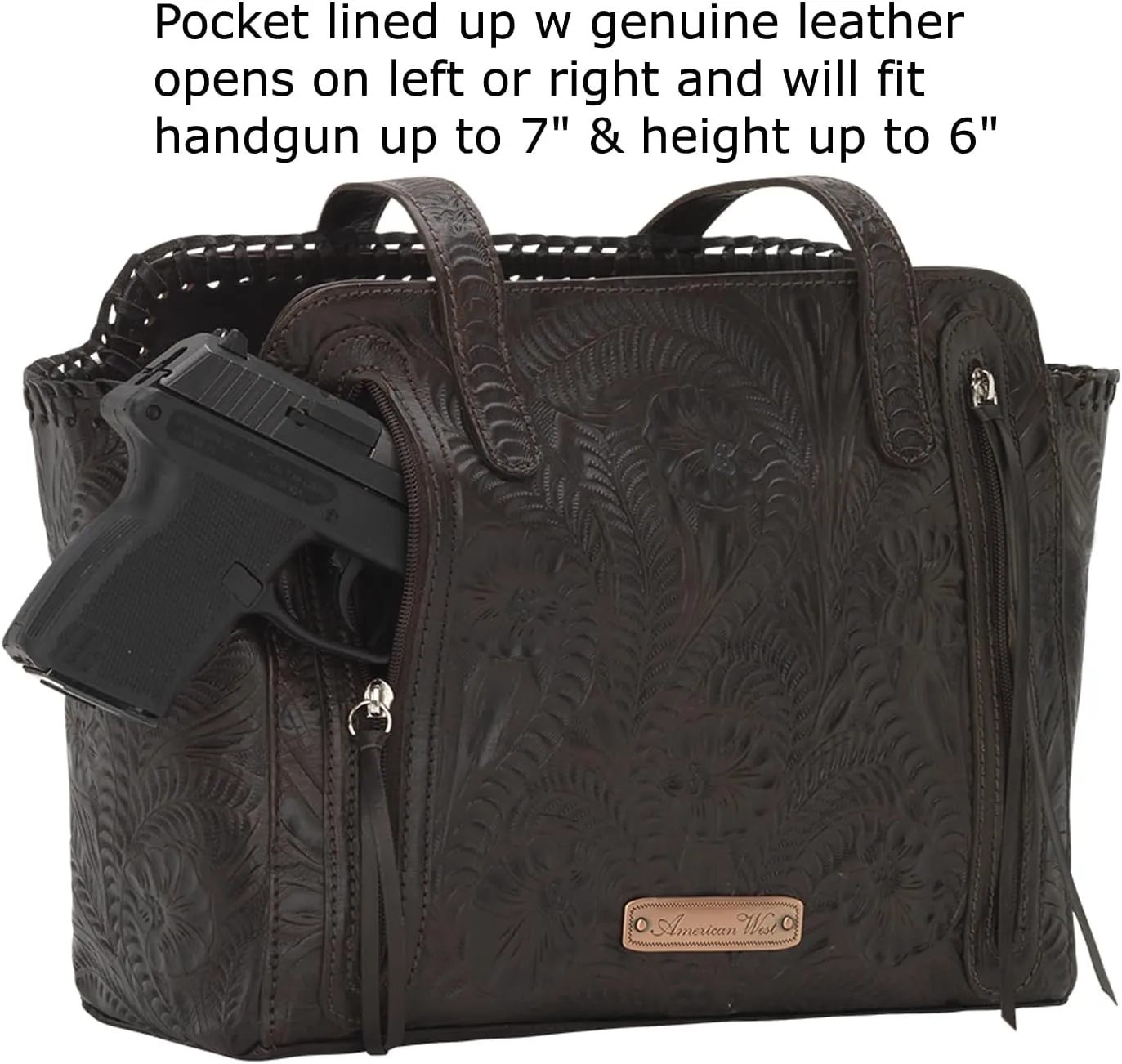American West Annie's Secret Zip-Top Tote | Ambidextrous Conceal Carry Pocket for Women