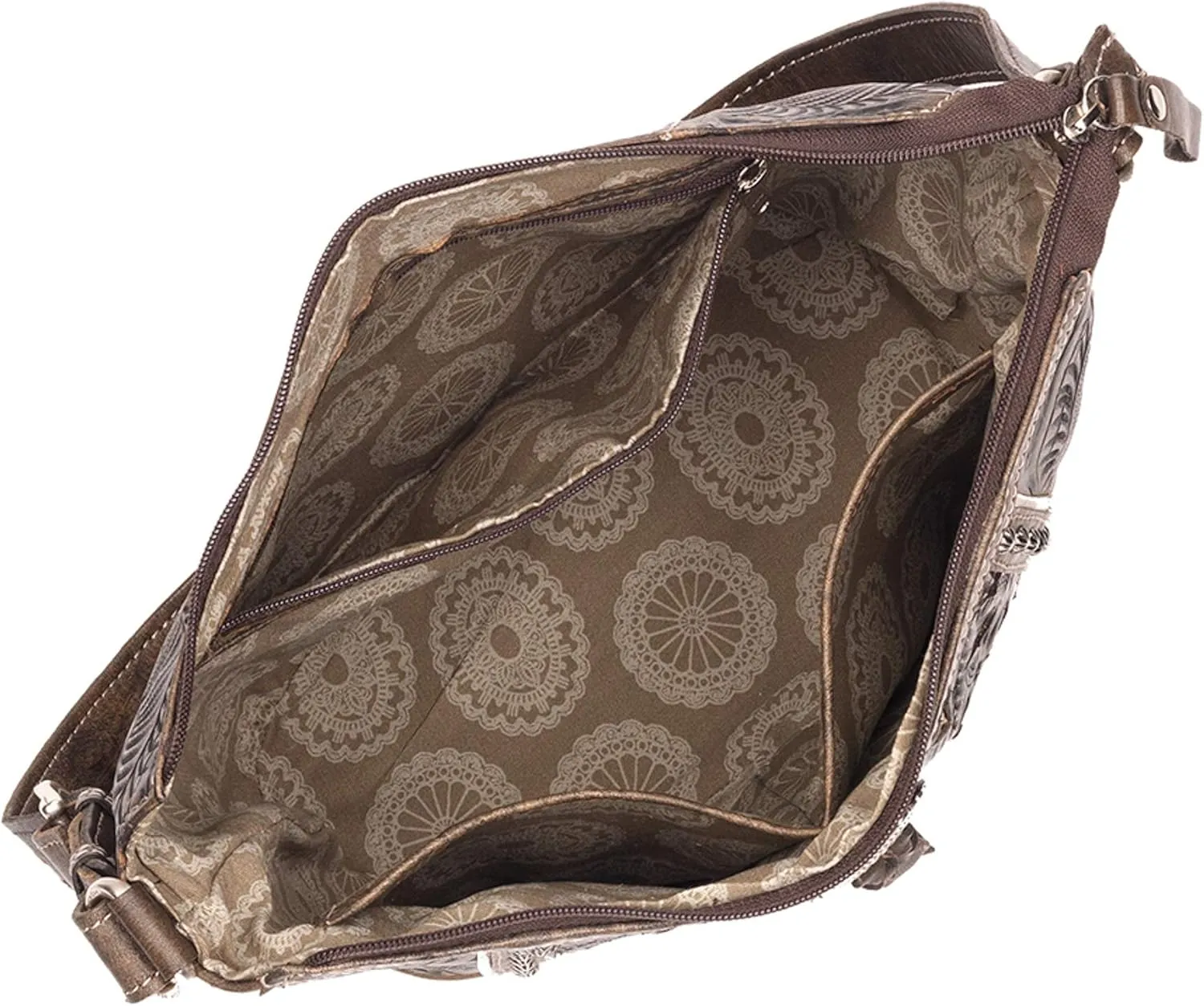 American West Hill Country Zip Top Bucket Tote - Genuine Leather Handbag for Women