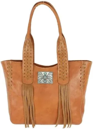 American West Mohave Canyon Small Leather Zip Top Tote (Golden Tan)