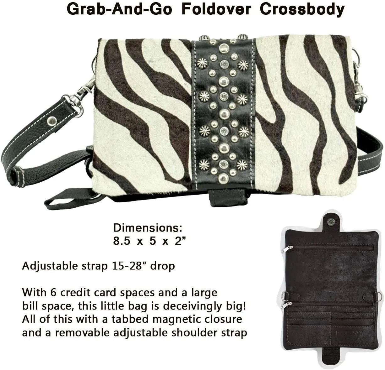 American West Womens Grab-And-Go Foldover Crossbody/Clutch/Wallet Bag