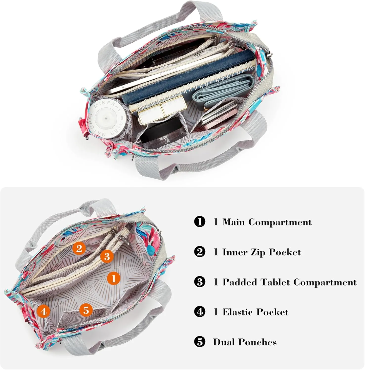 AOCINA Small Tote Bag for Women with Zipper Satchel Bags Crossbody Tote Purse Shoulder Handbags for Work Nurse College Gift