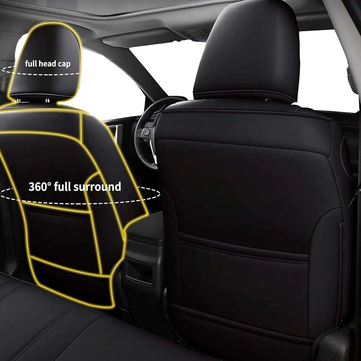 AOMSAZTO Truck Seat Covers for Toyota Tacoma Crew Cab: 2015 2014 2013 2012 2011 2010 2009 2008 2007 2006 2005 - Custom Fit Full Set Faux Leather Tacoma Truck Seat Covers (Black   Red Trim, 2005-2015)