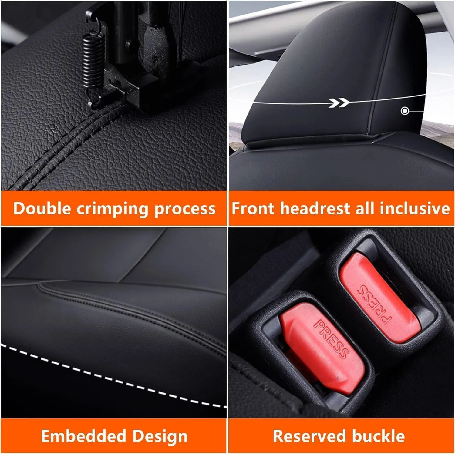AOMSAZTO Truck Seat Covers for Toyota Tacoma Crew Cab: 2015 2014 2013 2012 2011 2010 2009 2008 2007 2006 2005 - Custom Fit Full Set Faux Leather Tacoma Truck Seat Covers (Black   Red Trim, 2005-2015)