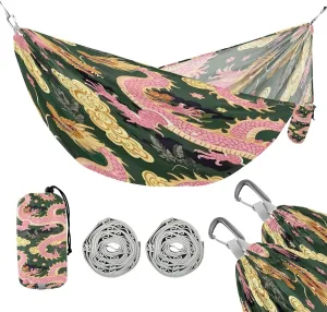 ATTX Pink Dragons Camping Hammock - Lightweight & Portable Hammocks, Heavy Duty 330lbs Capacity for Indoor, Hiking, Backpacking, Travel, Backyard, Beach#399