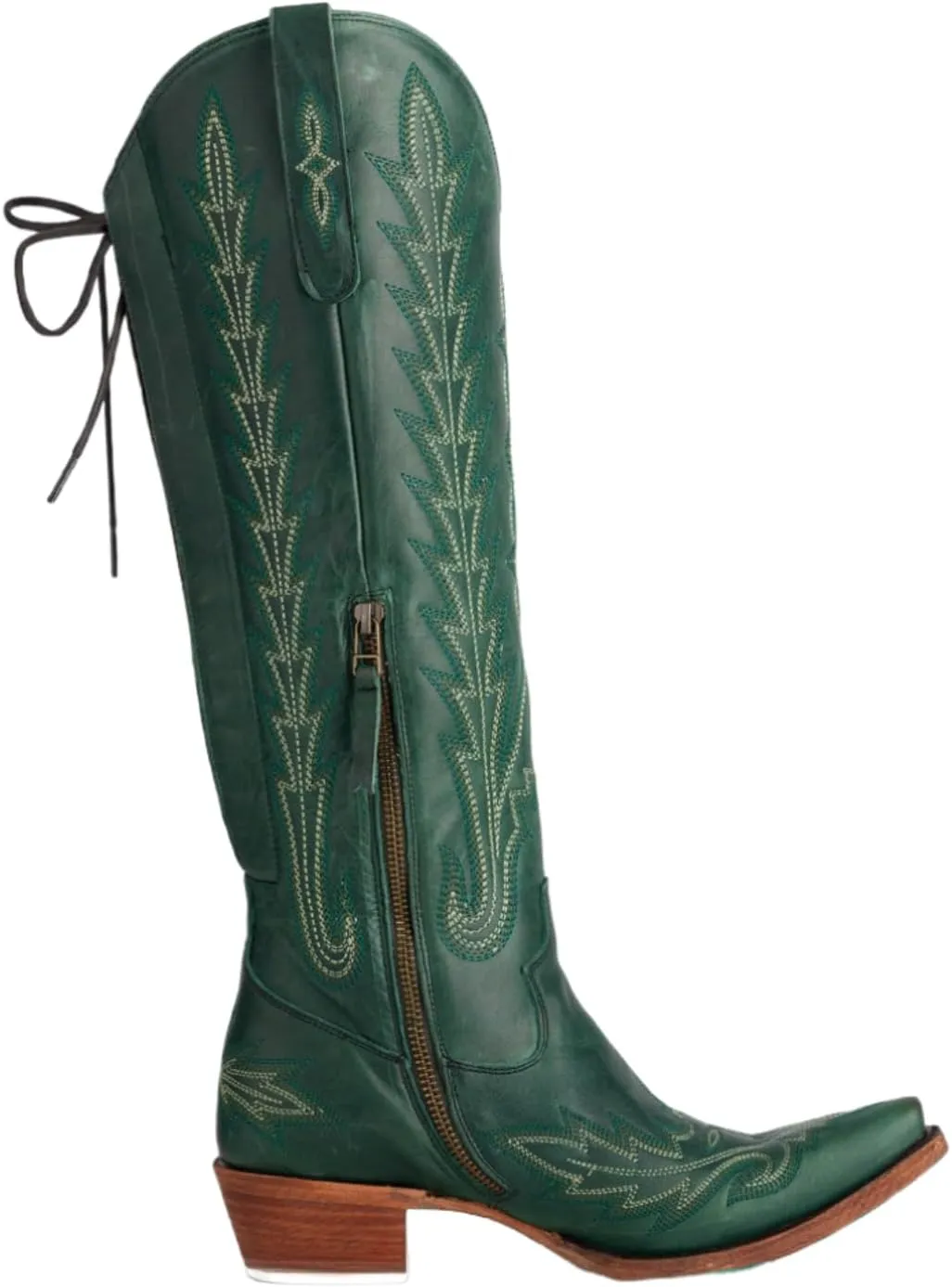 Atuelang Western Cowboy Boots for Women Knee High Wide Calf Lace Up Embroidered Cowgirl Boots