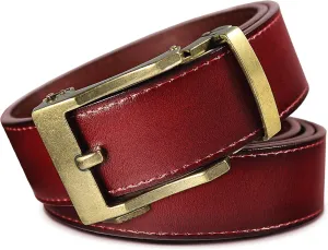 Aventus Men's Holeless Leather Ratchet Click Belt - Trim to Fit (Various Styles and Colors)