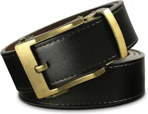 Aventus Men's Holeless Leather Ratchet Click Belt - Trim to Fit (Various Styles and Colors)