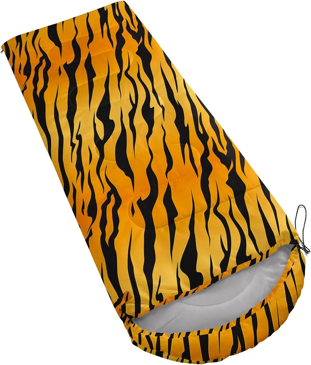 Axolotl Tiger Skin Sleeping Bag,3 Season Warm Cool Weather Waterproof Portable Camping Bag for Adults,Lightweight Backpacking Bag with Compression Sack for Camping Travelling Outdoor Picnic,Yellow