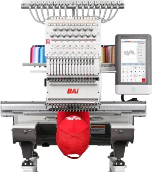 BAi The Mirror Embroidery Machine 20x14" Embroidery Area with 15 Needles,1200spm Max Speed Multi Needle Commercial Embroidery Machine for 3D Hats Clothing,Wifi Available 10" Touch Screen