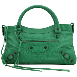 Balenciaga Classic First Leather Satchel Bag- Vert Poker