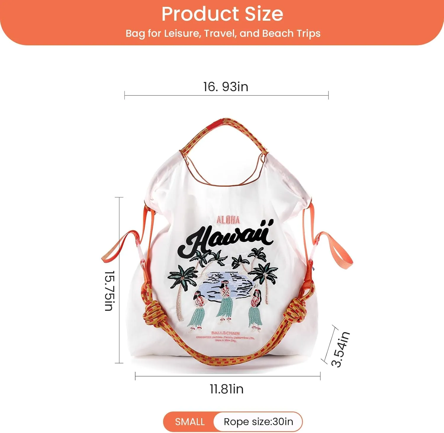 Ball&Chain The Embroidery Ultimate Nylon Tote Bag for Women - Perfect for Live Shopping, Travel, Birthdays, and Beach.