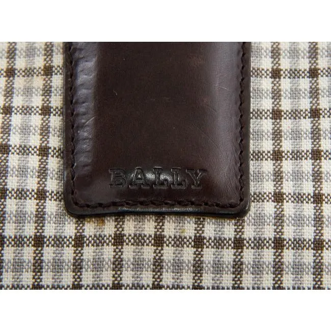 Bally Vintage Pursesdesigner Purses Brown Leather And Brown And Bluish Grey Plaid Canvas Satchel