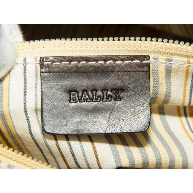 Bally Vintage Pursesdesigner Purses Brown Leather And Brown And Bluish Grey Plaid Canvas Satchel