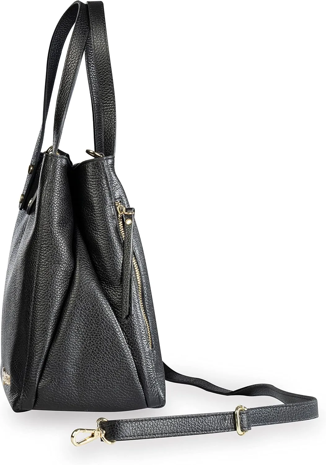 Baroncelli Large Leather Tote Bag Genuine Italian Pebbled Leather Designed and Made in Italy