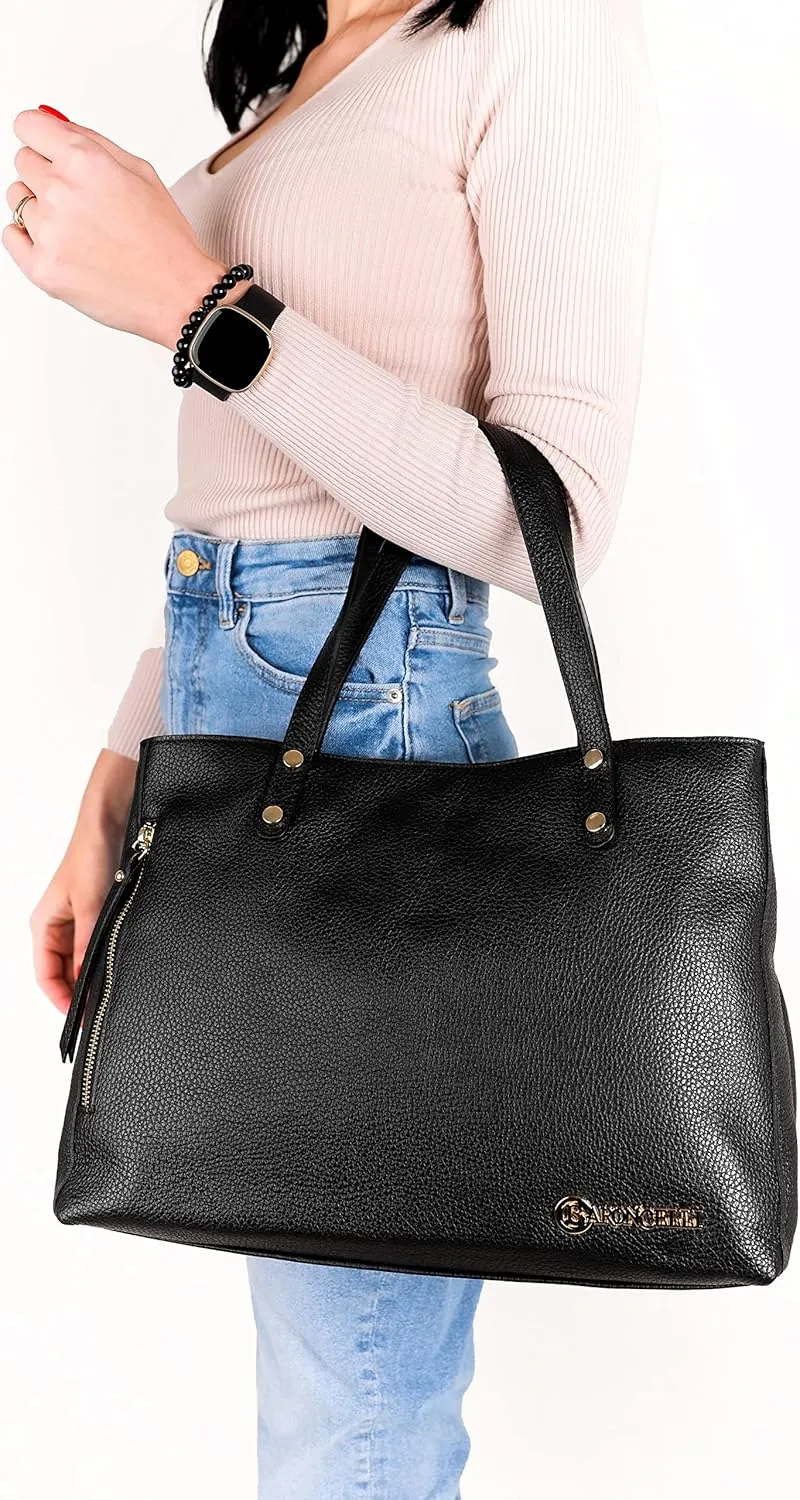 Baroncelli Large Leather Tote Bag Genuine Italian Pebbled Leather Designed and Made in Italy