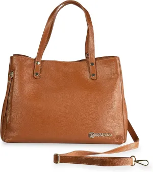 Baroncelli Large Leather Tote Bag Genuine Italian Pebbled Leather Designed and Made in Italy