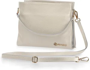 Baroncelli Leather Tote Bag Medium Size Genuine Italian Pebbled Leather Designed and Made in Italy
