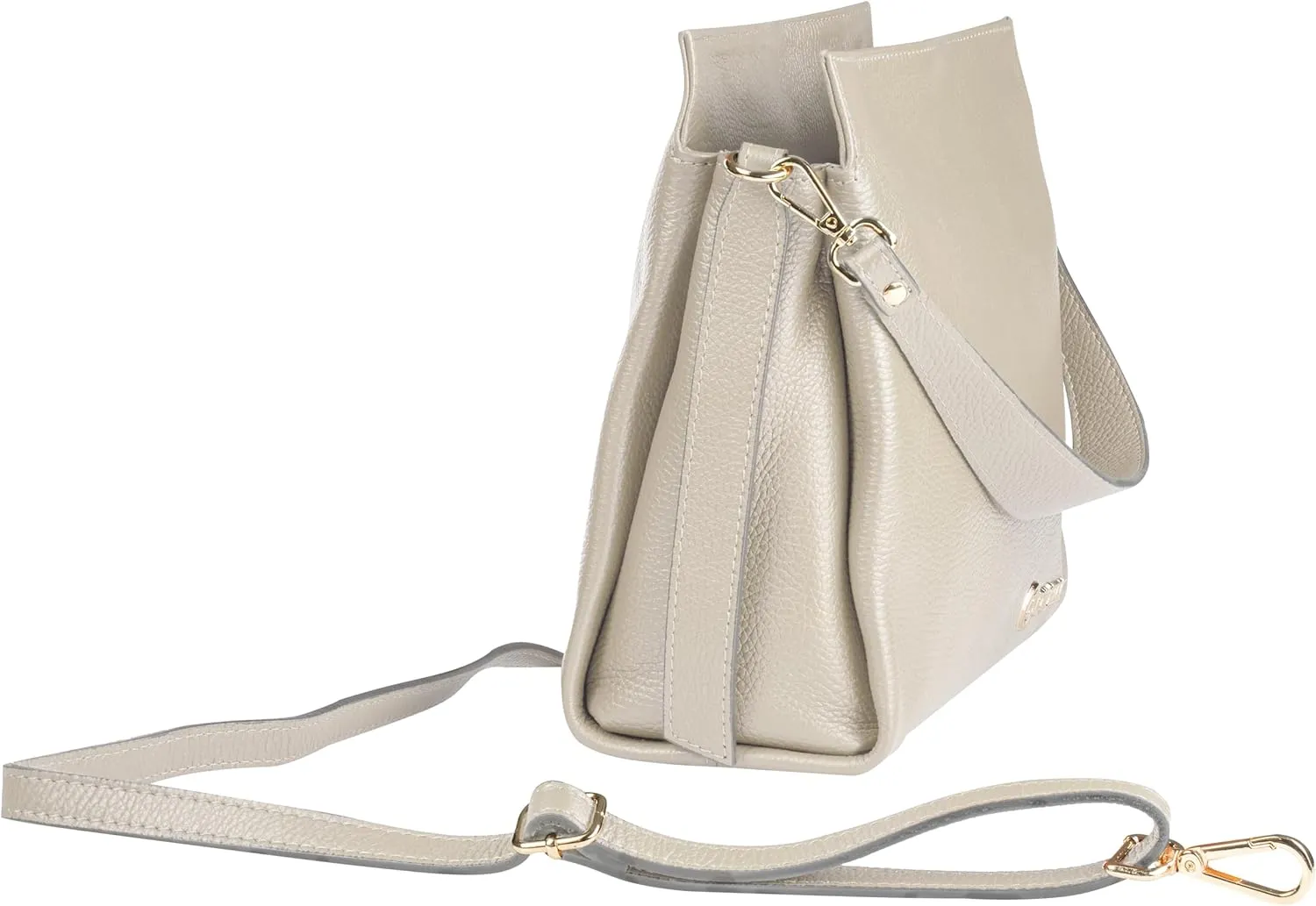 Baroncelli Leather Tote Bag Medium Size Genuine Italian Pebbled Leather Designed and Made in Italy