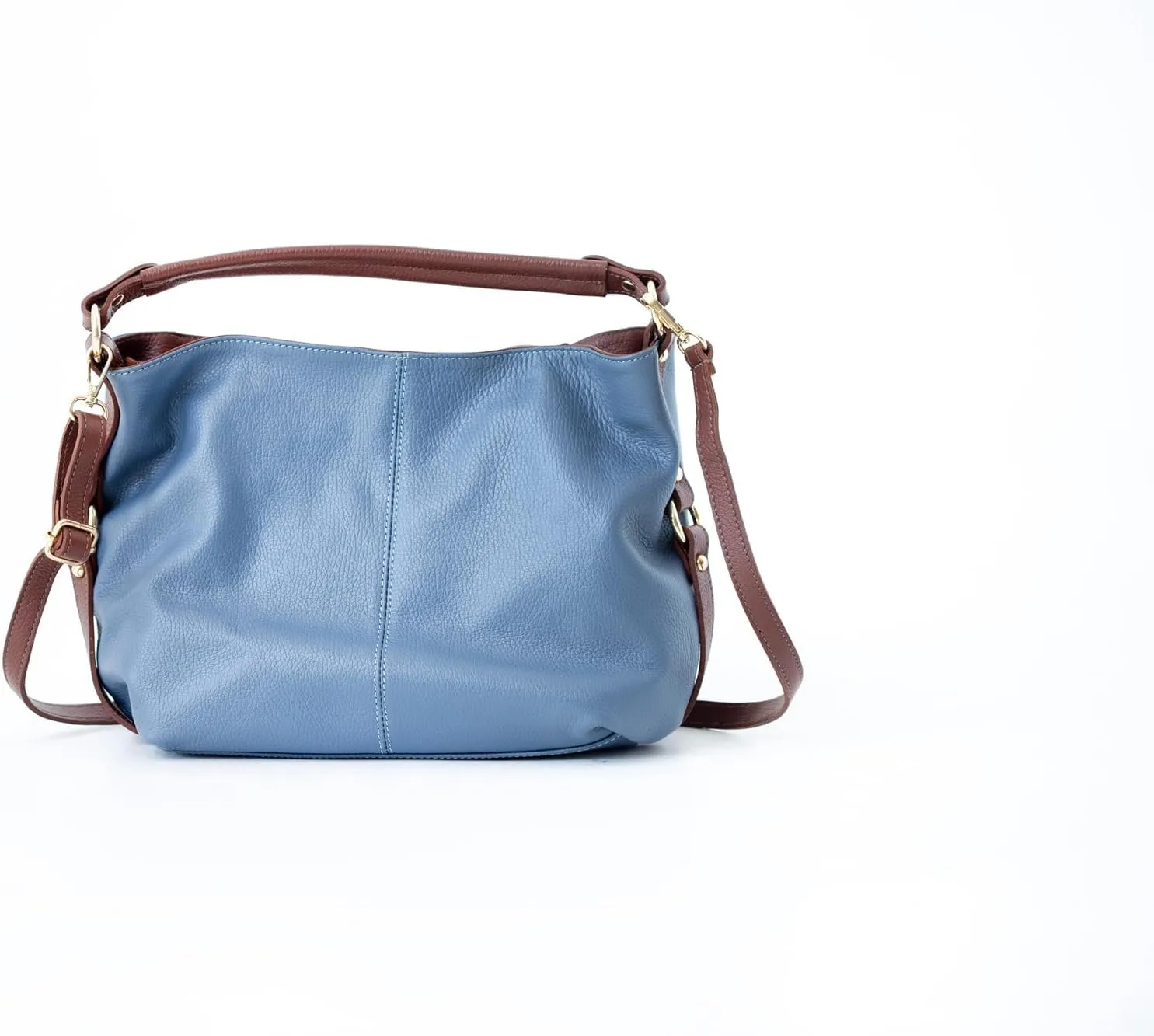 Baroncelli Leather Tote Bag, Medium Size, Genuine Italian Pebbled Leather, Designed and Made in Italy