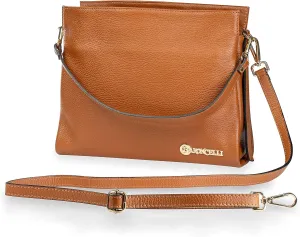 Baroncelli Leather Tote Bag Medium Size Genuine Italian Pebbled Leather Designed and Made in Italy