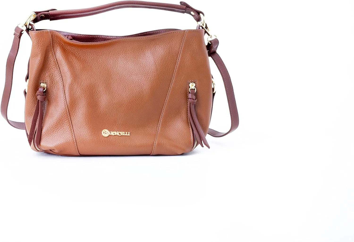 Baroncelli Leather Tote Bag, Medium Size, Genuine Italian Pebbled Leather, Designed and Made in Italy