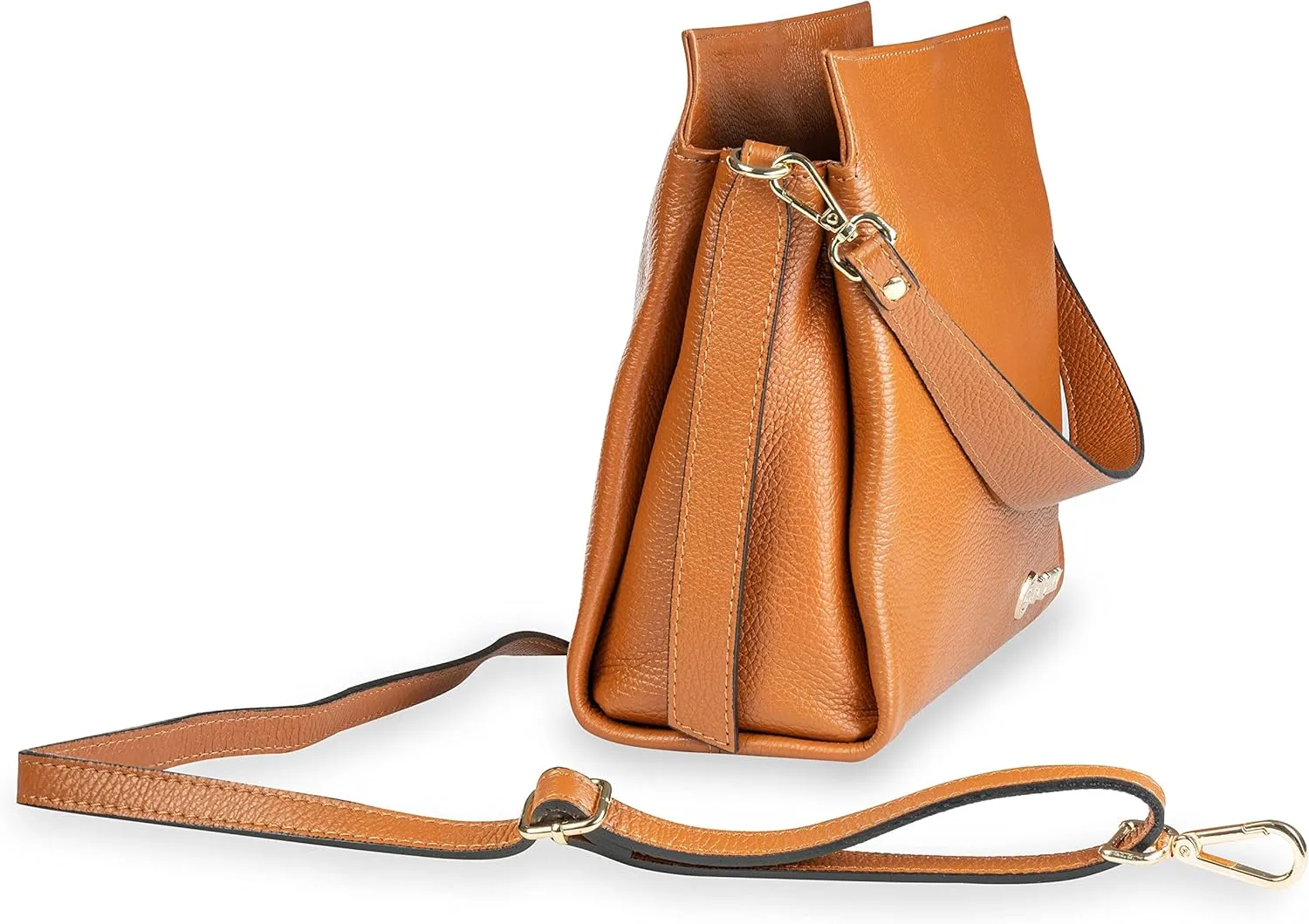 Baroncelli Leather Tote Bag Medium Size Genuine Italian Pebbled Leather Designed and Made in Italy
