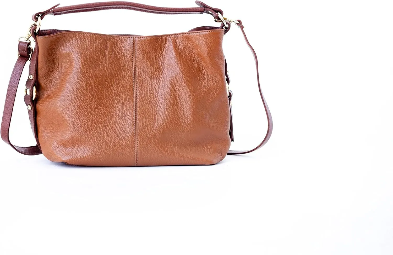 Baroncelli Leather Tote Bag, Medium Size, Genuine Italian Pebbled Leather, Designed and Made in Italy