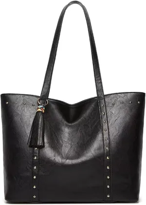 Barsine Tote Bag for Women PU Leather Handbag Vintage Shoulder Bag Classic Purse