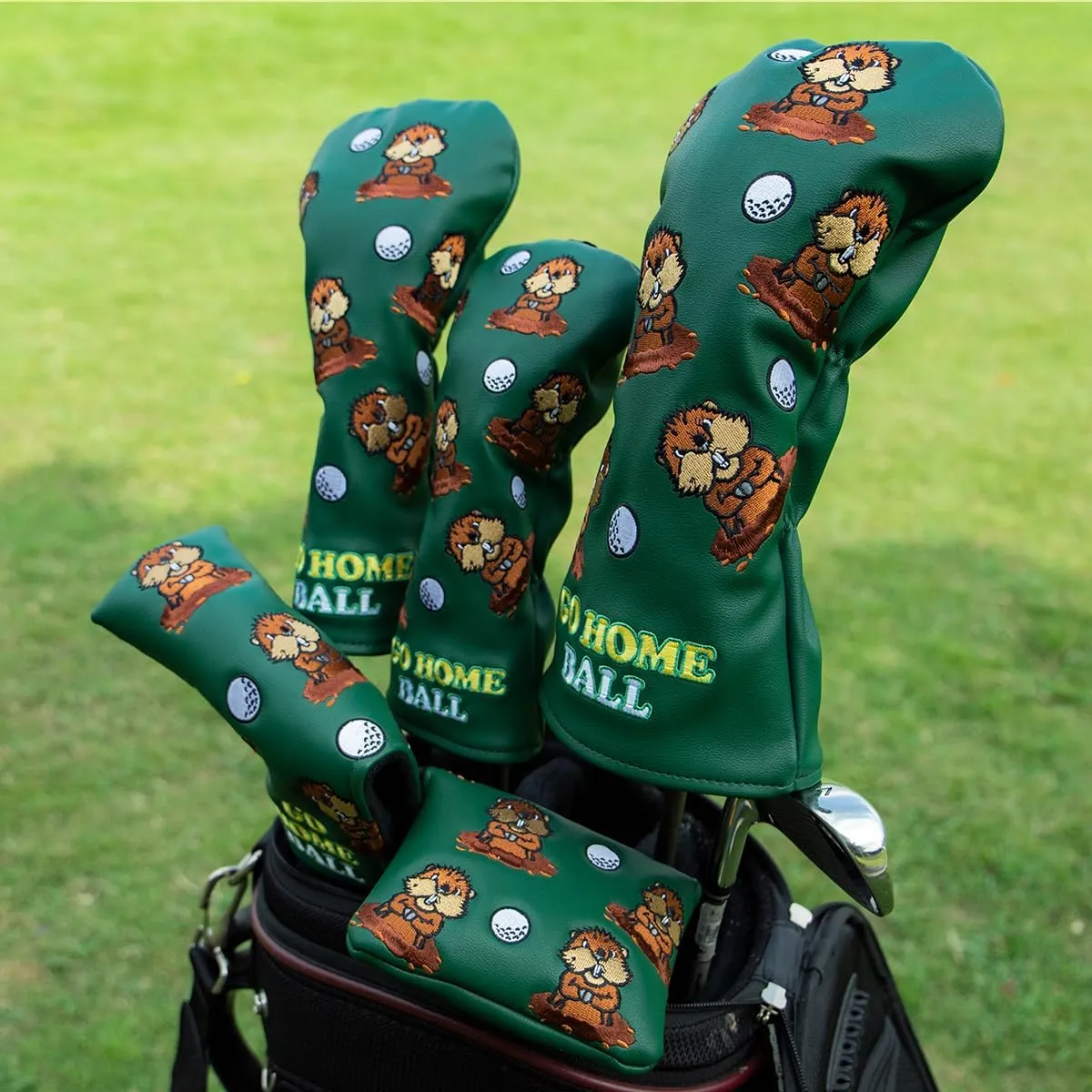 Barudan Golf Groundhog Golf Driver Head Cover Headcover 3 Wood Cover Hybrid Headcover Putter Head Cover -Fairway Rescue Wood Head Cover fits for Cobra, Taylormade, Ping