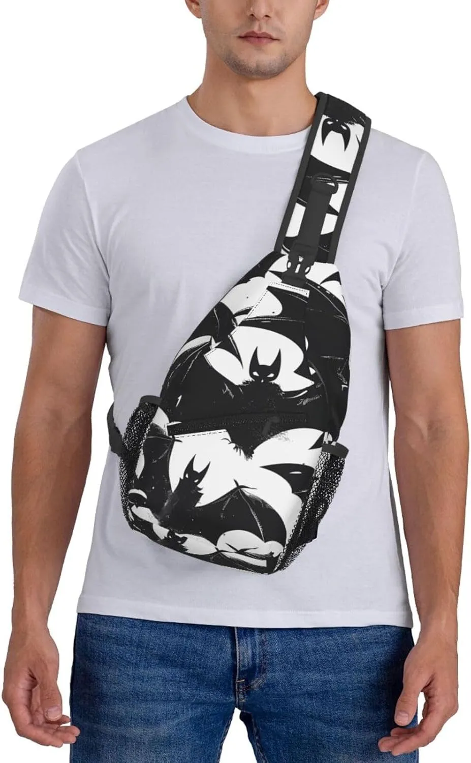 Bat Halloween Print Cross Chest Bag Diagonally Adjustable Straps Lightweight Sport Crossbody Bags