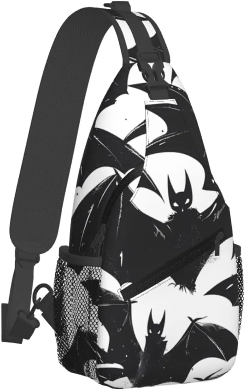 Bat Halloween Print Cross Chest Bag Diagonally Adjustable Straps Lightweight Sport Crossbody Bags