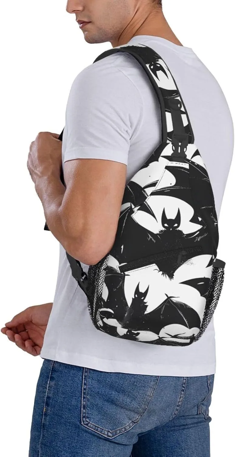 Bat Halloween Print Cross Chest Bag Diagonally Adjustable Straps Lightweight Sport Crossbody Bags