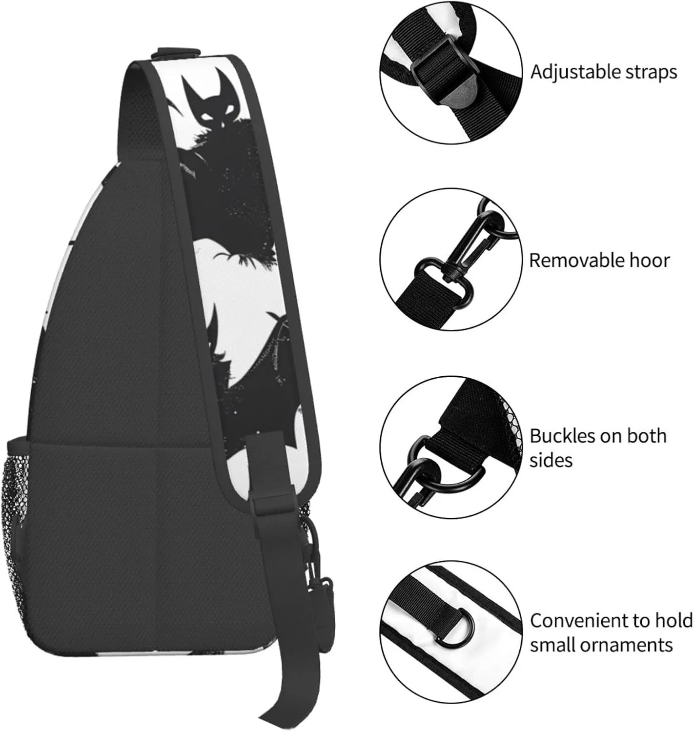 Bat Halloween Print Cross Chest Bag Diagonally Adjustable Straps Lightweight Sport Crossbody Bags