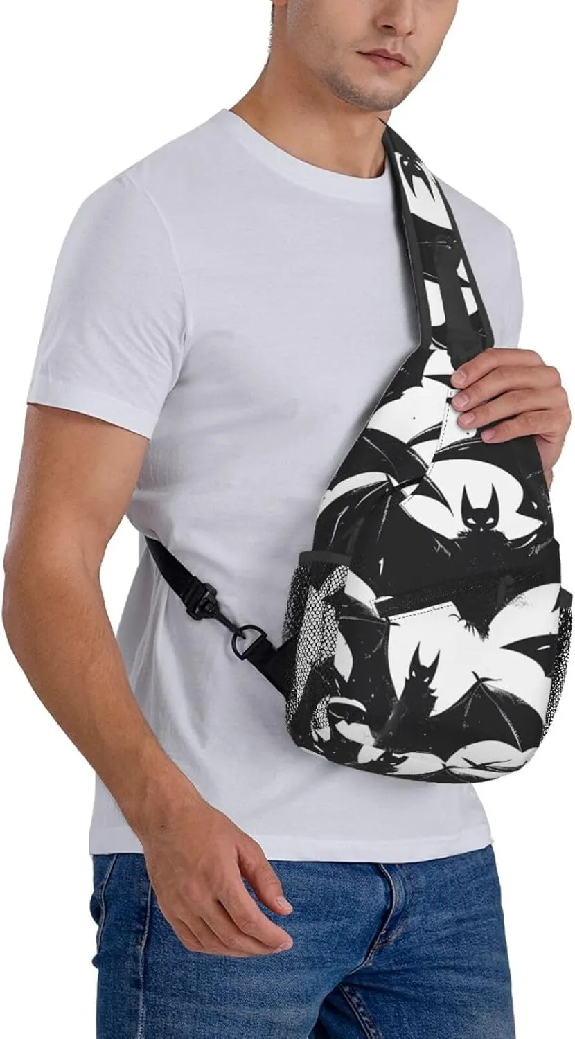 Bat Halloween Print Cross Chest Bag Diagonally Adjustable Straps Lightweight Sport Crossbody Bags